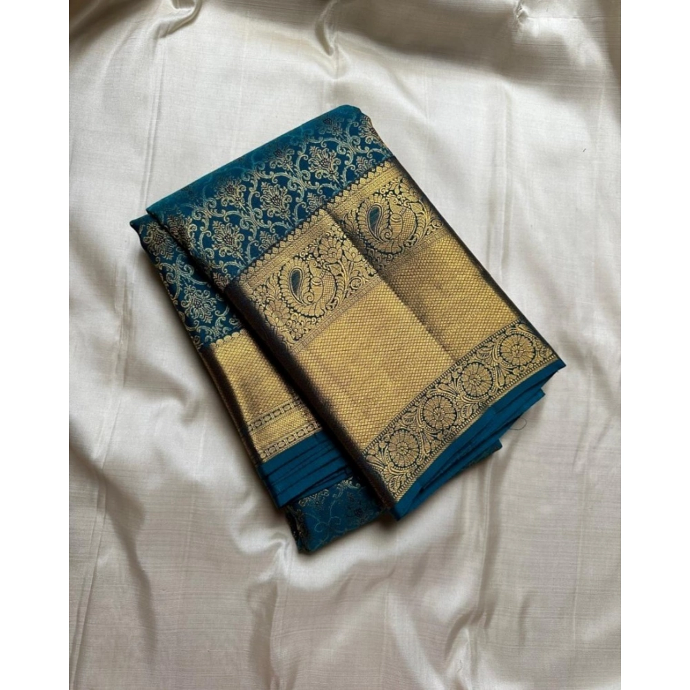Women's Silk Printed Saree with Blouse – Rama
