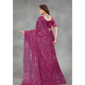 Women's Georgette Embellished Saree with Blouse – Purple