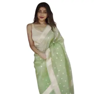 Women's Cotton Printed Saree with Blouse – Pista