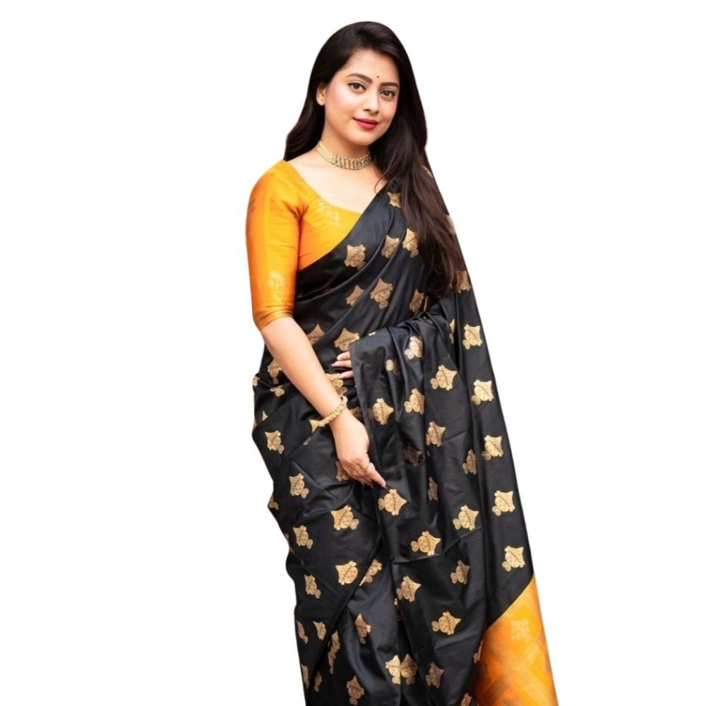 Women's Silk Printed Saree with Blouse – Yellow
