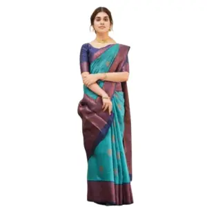 Women's Silk Printed Saree with Blouse – Rama