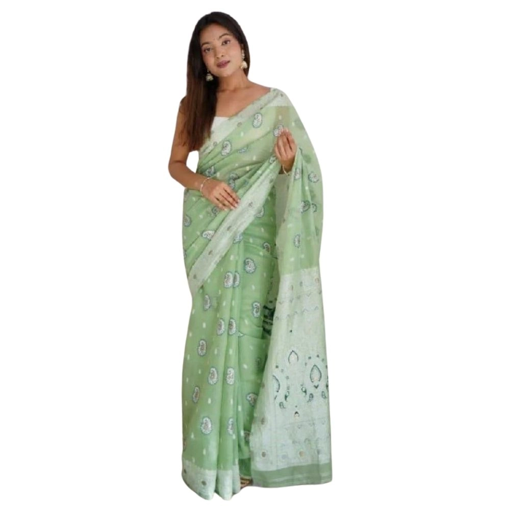 Women's Cotton Printed Saree with Blouse – Pista