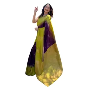 Women's Silk Printed Saree with Blouse – Wine