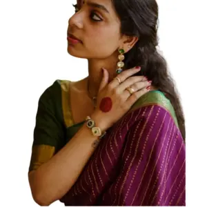 Women's Silk Printed Saree with Blouse – Wine