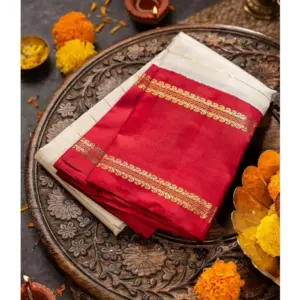 Women's Silk Printed Saree with Blouse – Off White