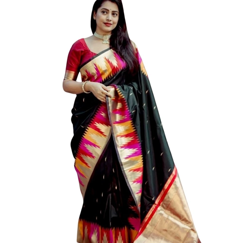 Women's Silk Printed Saree with Blouse – Multicolor