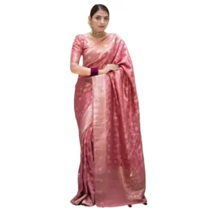 Women's Silk Printed Saree with Blouse – Peach