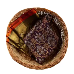 Women's Soft Lichi Silk Printed Saree with Blouse – Purple