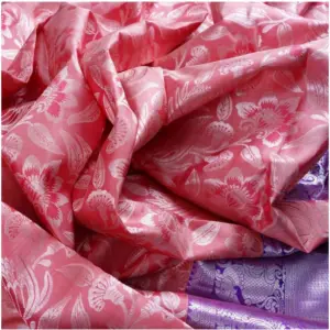 Women's Soft Lichi Silk Printed Saree with Blouse – Purple