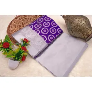 Women's Soft Lichi Silk Printed Saree with Blouse – Purple