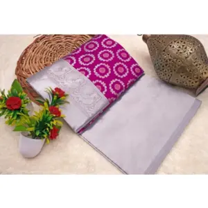 Women's Soft Lichi Silk Printed Saree with Blouse – Pink