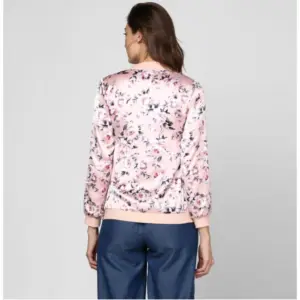 Generic Women's Satin Floral 3/4th Sleeve Jacket (Light Pink)