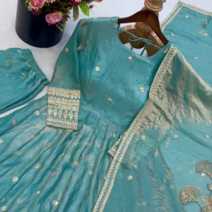 Fendy Silk Embroidered Gown Set