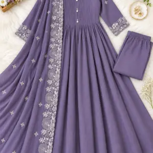 Mul Chanderi Anarkali Suit Set