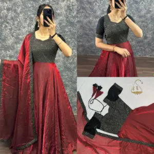 Attractive Pure Soft Fendy Silk Gown With Dupatta