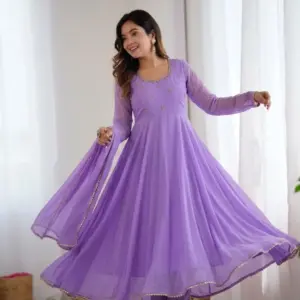 Premium Georgette Minnale Anarkali Set With Bottom & Dupatta