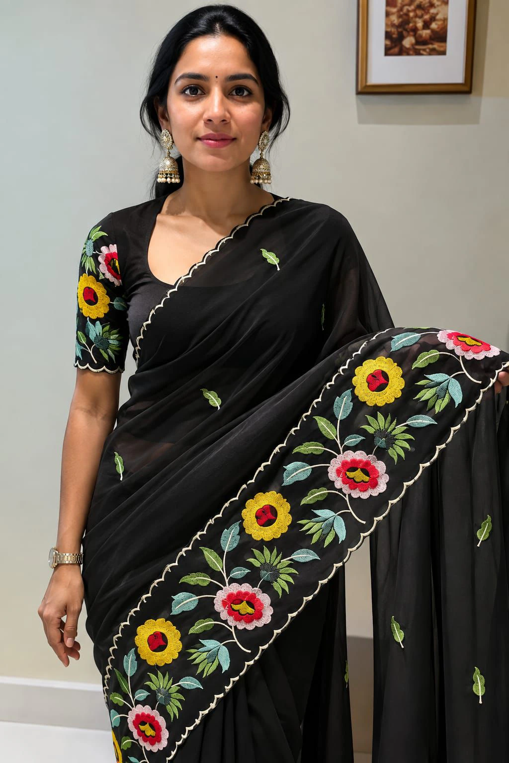 Georgette Embroidered Saree – Design 3