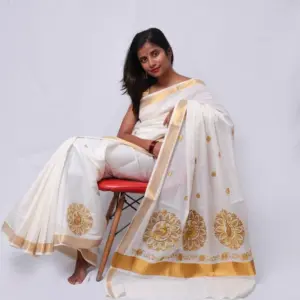 Cotton Embroidered Saree with Blouse