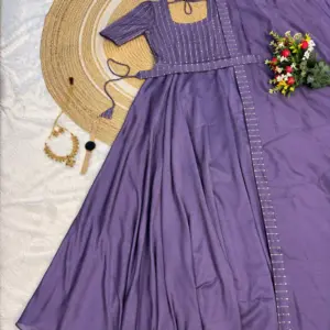 Vichitra Silk Party Gown Set