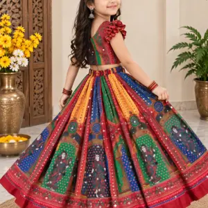 Chinon Silk Lehenga Choli for Kids