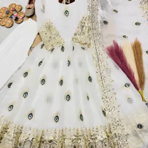 Silk Embroidered Kids Gown Set