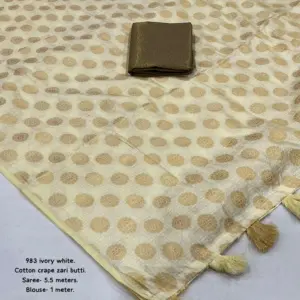 Cotton Crape Saree with Blouse