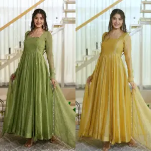 Designer Gown with Pent Set Elegant Ethnic Wear Crafted in Classy Tones with Premium Fabric