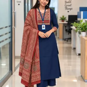 Cotton Ajrakh Print Kurta Set – Design 3