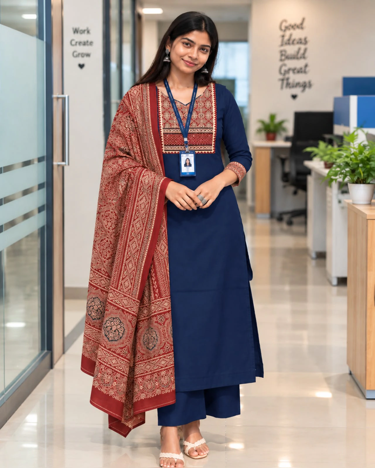 Cotton Ajrakh Print Kurta Set – Design 3