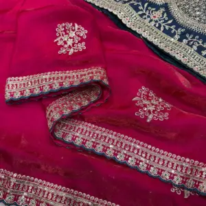 Satin Embroidered Saree with Blouse