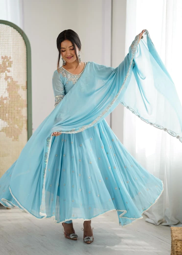 Premium Sequence Designer Anarkali Three Piece Set