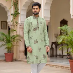Roman Silk Embroidered Kurta Set