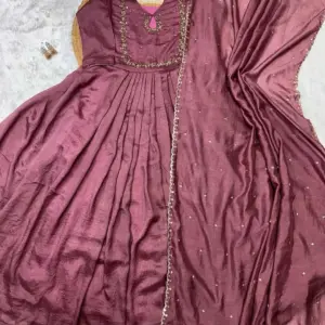 Vichithra Silk Handwork Gown with dupatta