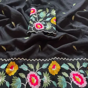 Georgette Embroidered Saree – Design 3