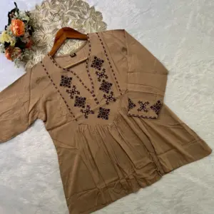Designer Rayon Tunic with Cross-stitch Embroidery
