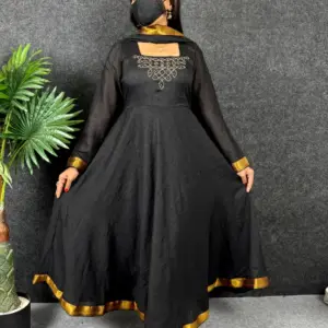 Kadhalar dhinam roja outfit recreation black hand work Gown with duppata