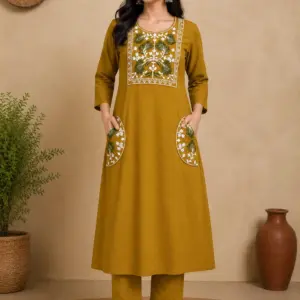 Women's Cotton A-Line Kurti Set