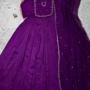 Vichithra Silk Handwork Gown with dupatta