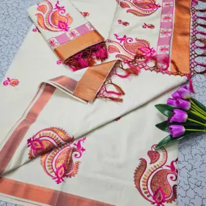 Cotton Embroidered Saree with Blouse – Design 4