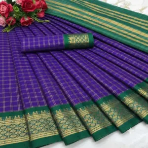 Arani Pattu Silk Checked Sarees with Zari Border