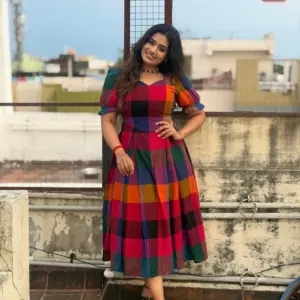 Cotton Madras Checks Dress