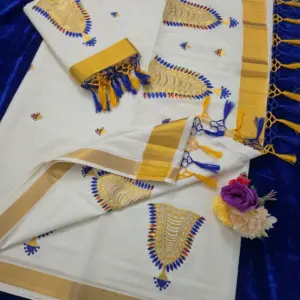 Cotton Embroidered Saree with Blouse – Design 4