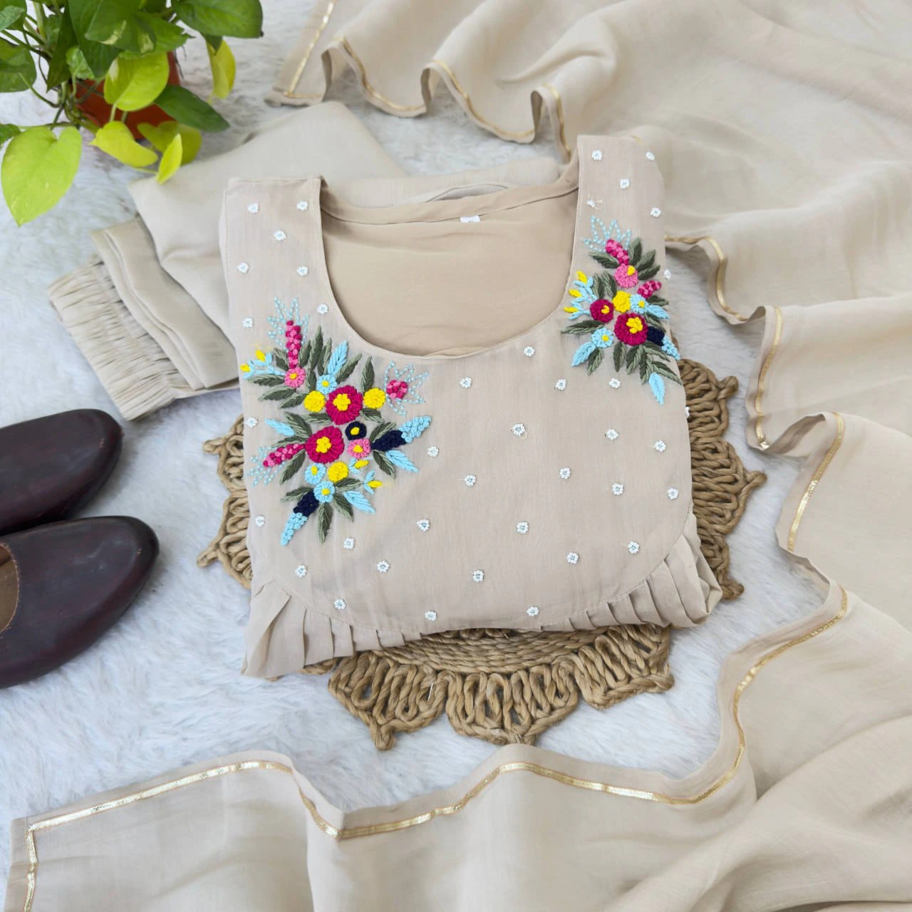 Presenting By New Party Wear L@@K Pure Viscos Mul Chanderi Cotton A Line pattern P@nt With Dup