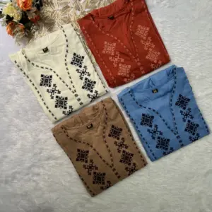 Designer Rayon Tunic with Cross-stitch Embroidery