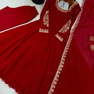 Fox Georgette Embroidered Gown Set