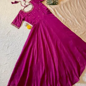 Vichitra Silk Gown with Dupatta