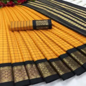 Arani Pattu Silk Checked Sarees with Zari Border
