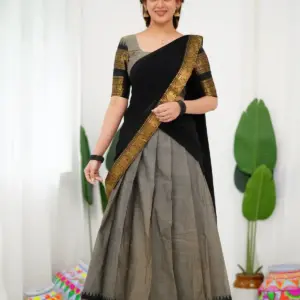 Evergreen Beautiful Kanjivaram Half-Saree Set