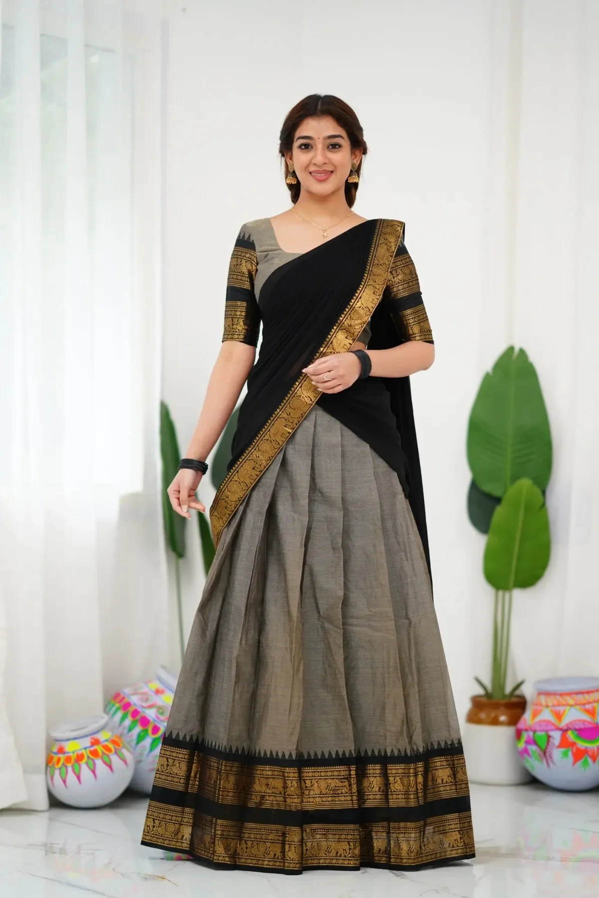 Evergreen Beautiful Kanjivaram Half-Saree Set