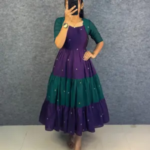 Vichitra Silk Embroidered Maxi Gown